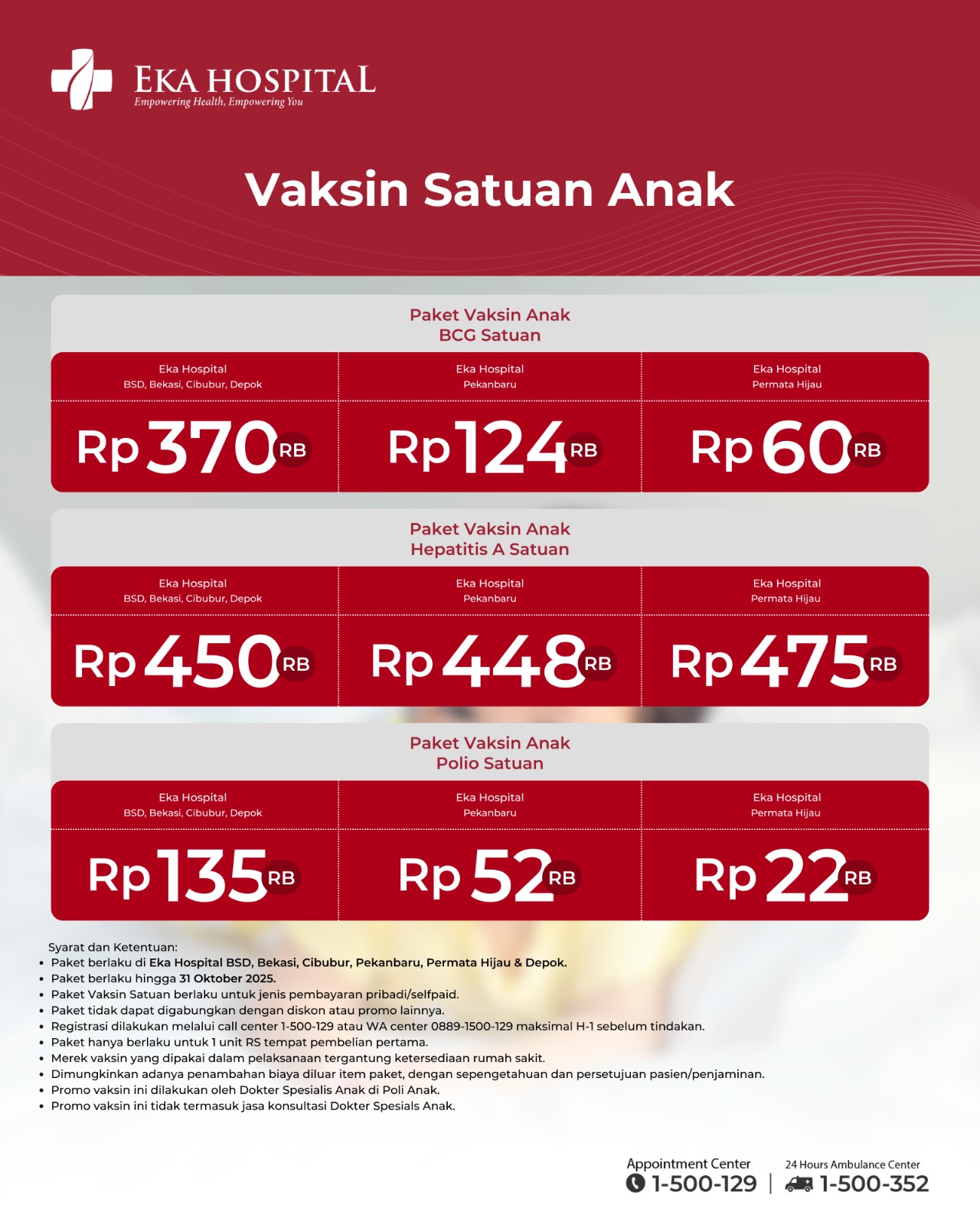 Promo vaksin anak eka hospital