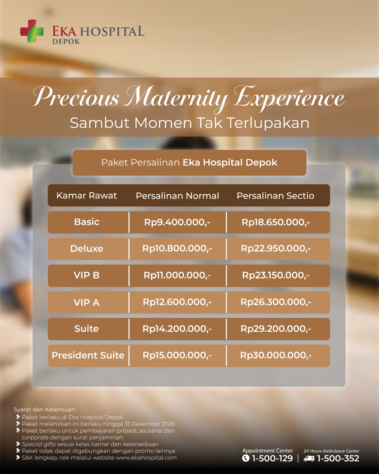 Paket Melahirkan Eka Hospital 2026