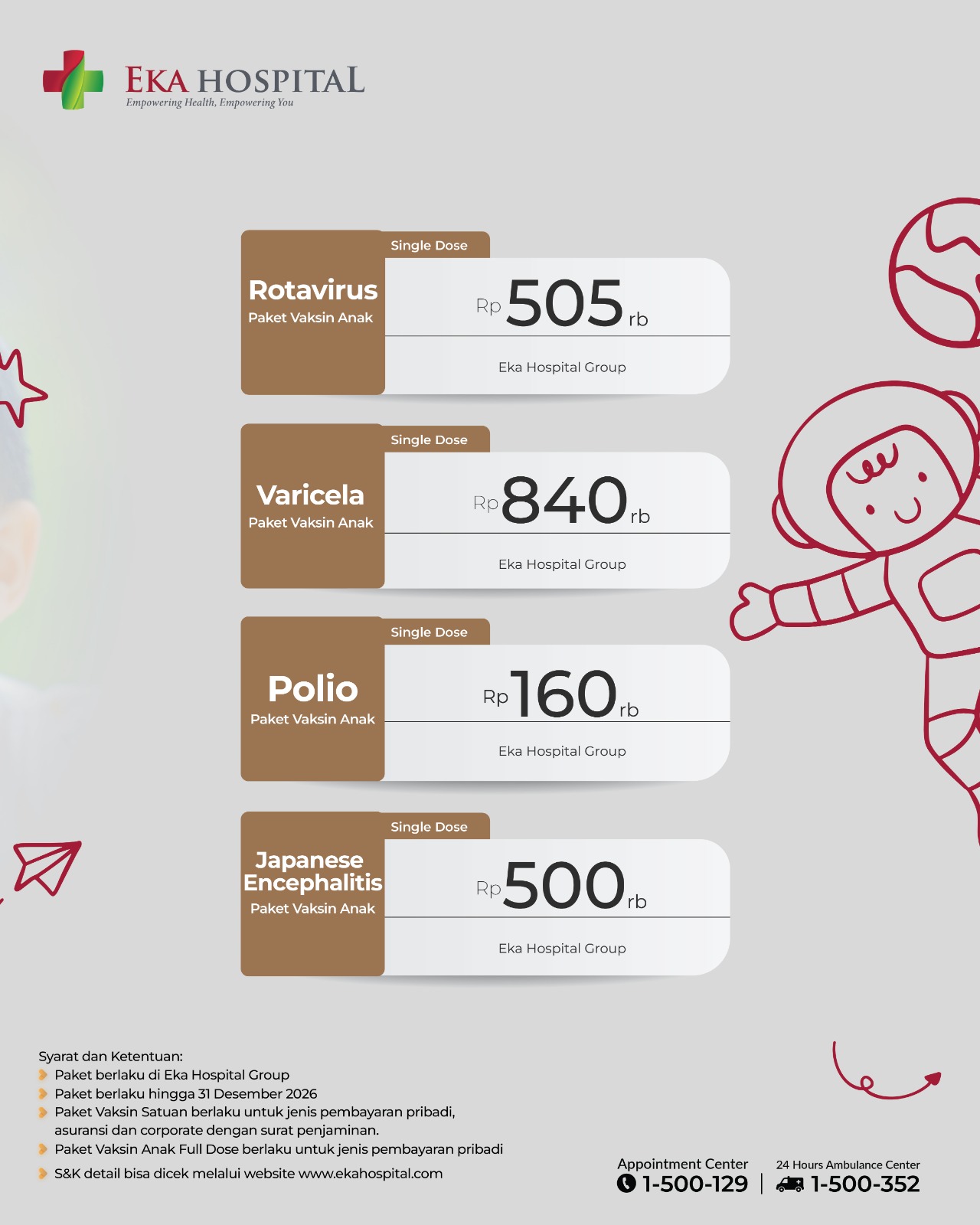 vaksin anak eka hospital
