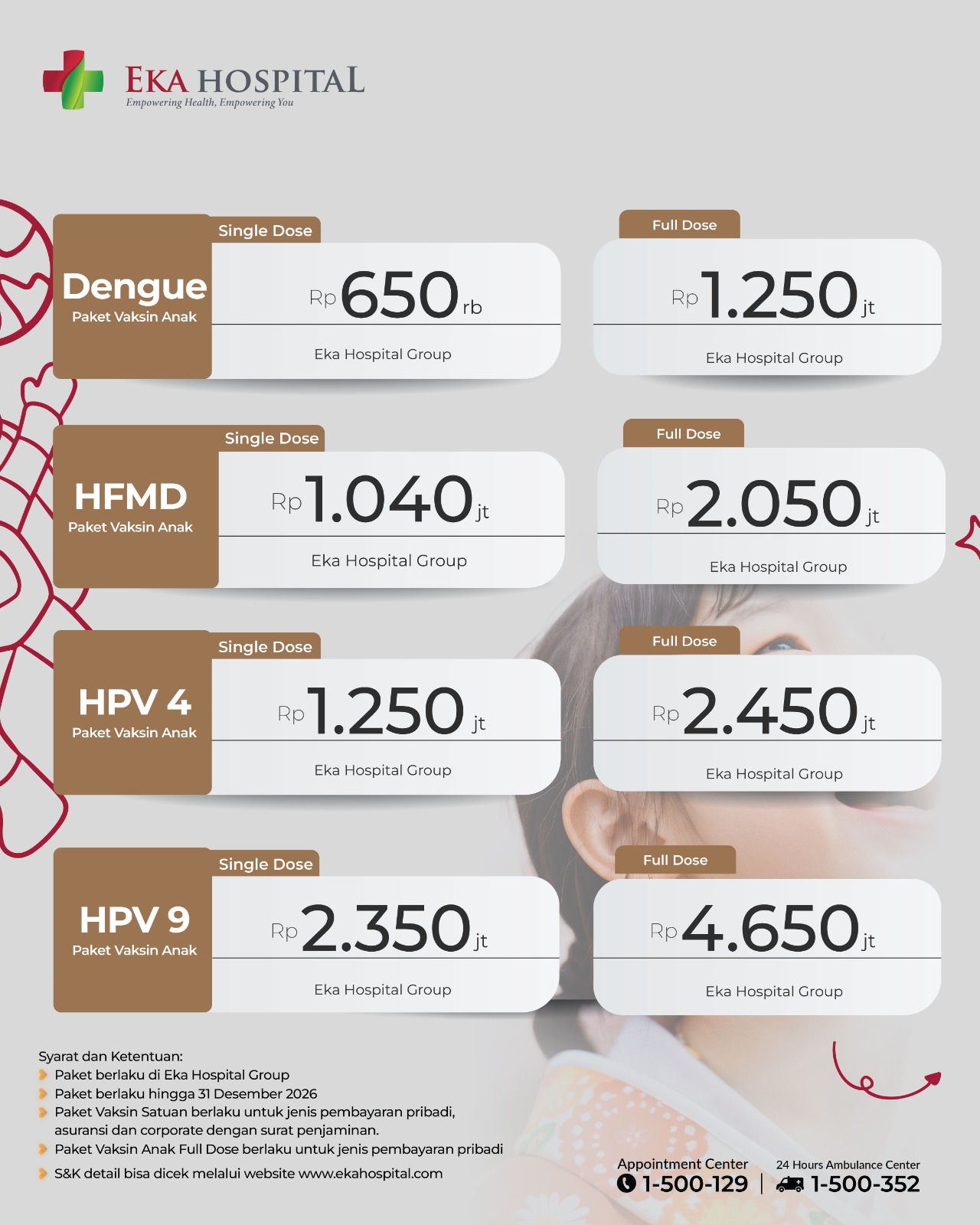 vaksin anak eka hospital